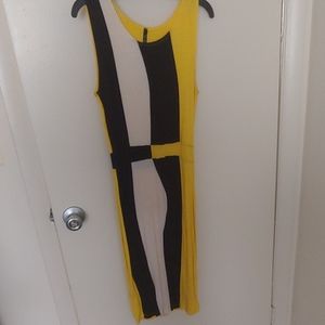 Yellow black and white dress